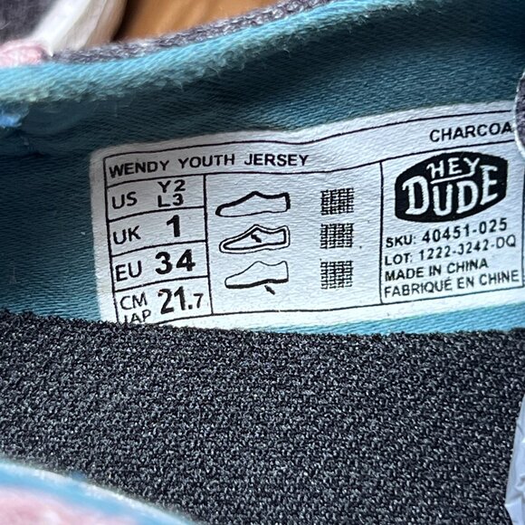 Hey Dude Wendy charcoal jersey- youth size 2/womens size 3 - Picture 6 of 6